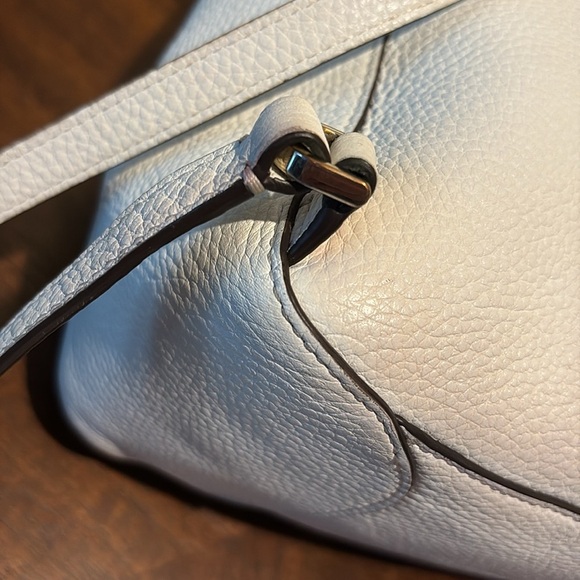 Kate Spade. Backpackl  Small  striped tweed.  White leather  Pocket in flap EUC. - Picture 13 of 17